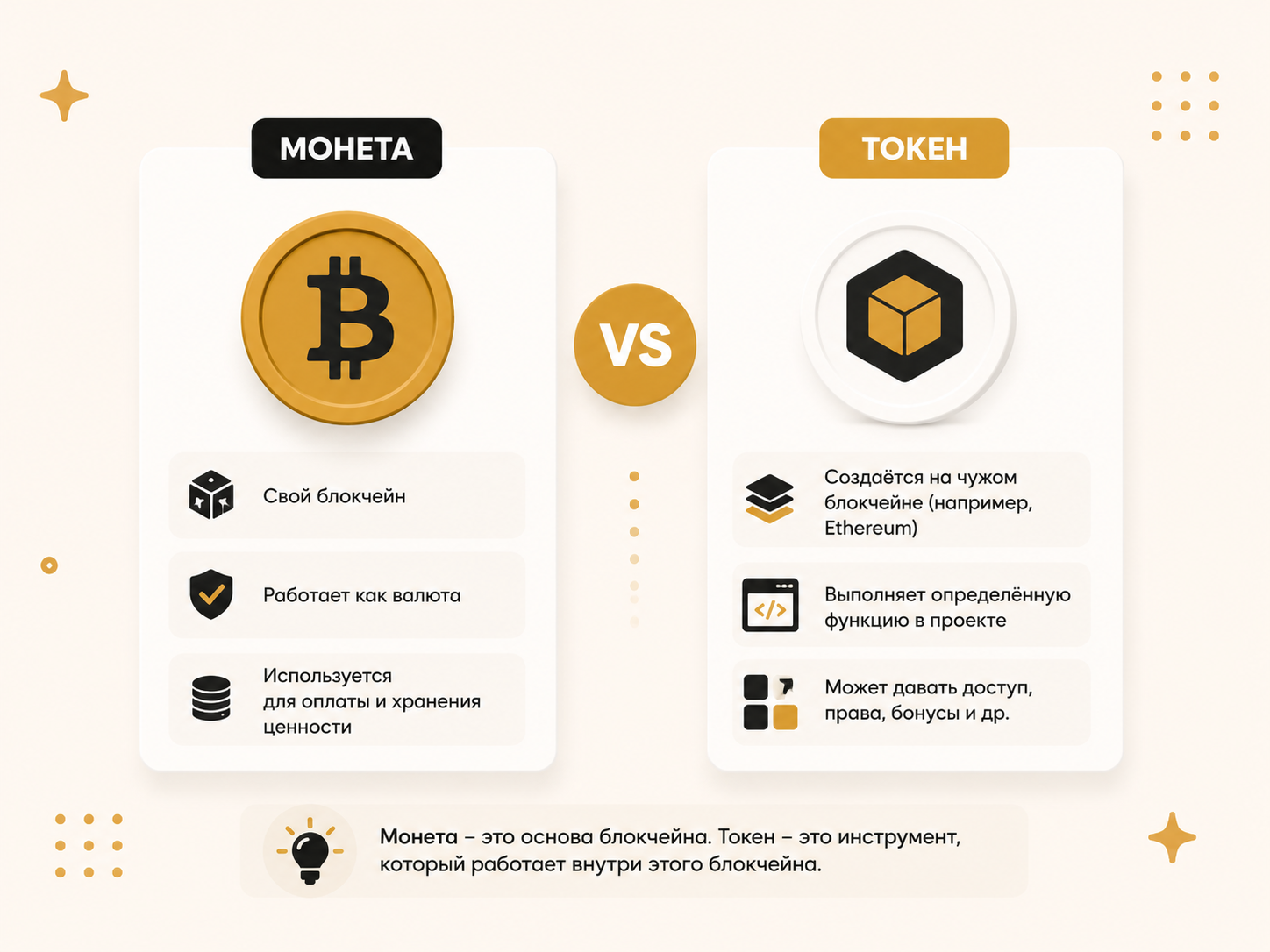 Чем токен отличается от обычной монеты?