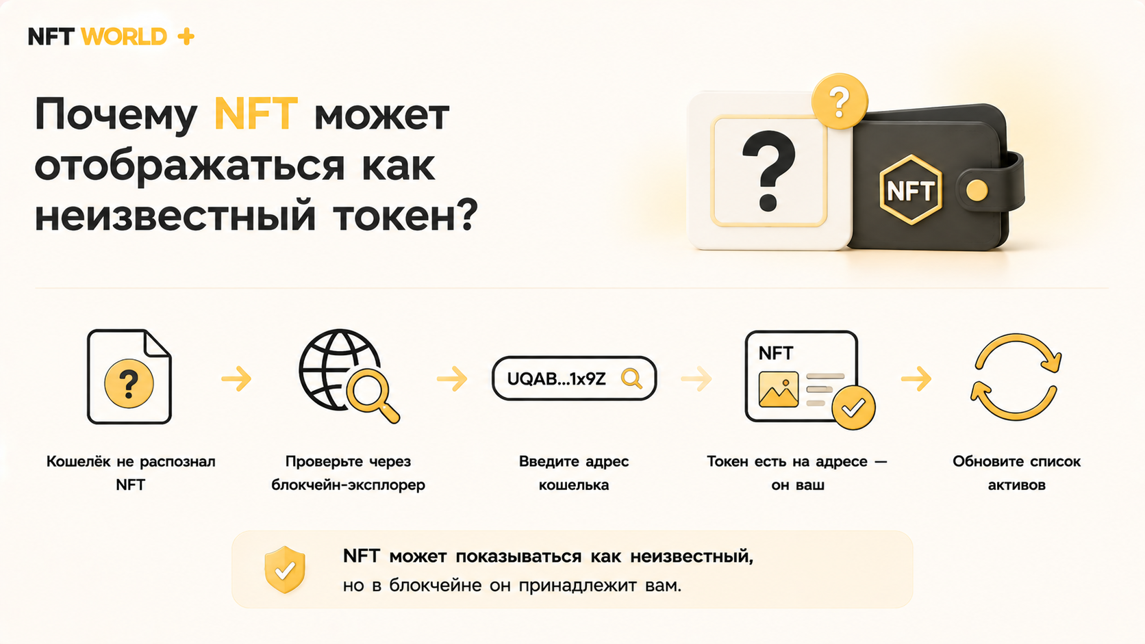Почему NFT может отображаться как неизвестный токен в кошельке?