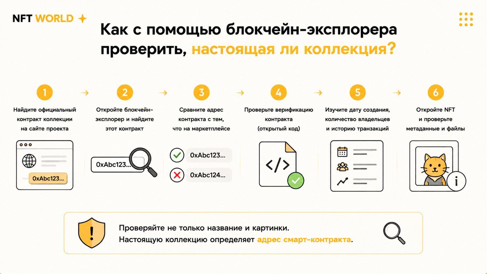 Как с помощью блокчейн-эксплорера проверить, настоящая ли коллекция передо мной?