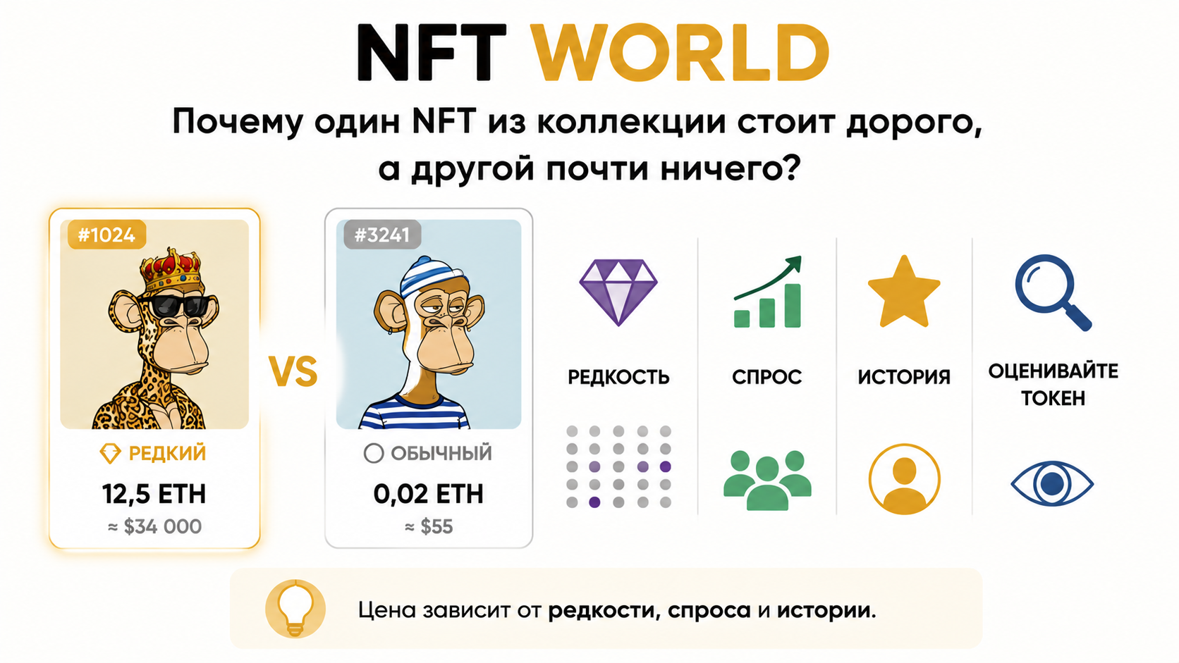 Почему один NFT из коллекции стоит дорого, а другой из той же серии почти ничего?